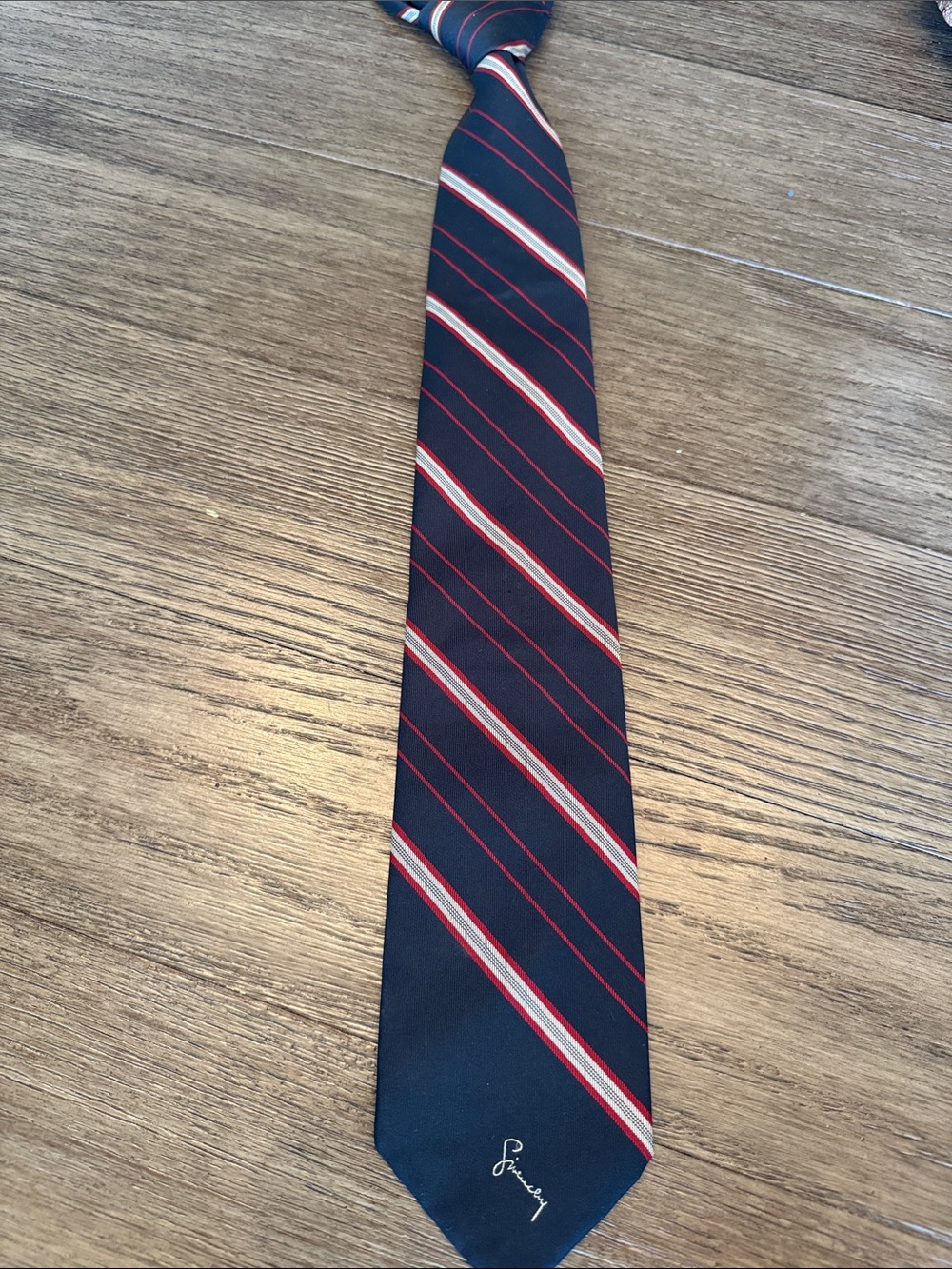 Givenchy Navy Tie with Red & White Stripes